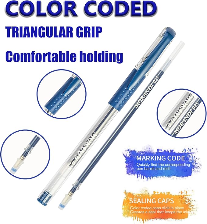 48 Pack Metallic Gel Pens, 24 Colored Gel Pen with 24 Refills,40% More Ink Write Smooth for Adults Coloring Books Drawing Doodling Scrapbooks Bullet Journaling