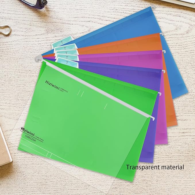 30 Pcs PP Hanging File Folders Letter Size,Transparent Hanging Folders with Tabs,File Folders for Filing Cabinet Hanging Files for Bulky Files,Medical Charts,Office AMD School Desktop File Storage
