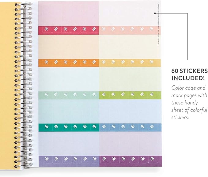 Erin Condren 7" X 9" Spiral Bound Dot Grid Journal Notebook - Mid Century Circles, 5Mm Dot Grid, 160 Page Writing, Drawing & Art Notebook, 80Lb Thick Paper, Stickers Included