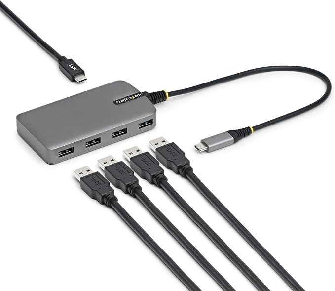 StarTech.com 4-Port USB-C Hub, 5Gbps Data Transfer, Bus-Powered USB 5Gbps Splitter, 4X Type-A Ports Extender for Laptops, Compatible with MacBook, Dell XPS, Surface Pro, Chromebook