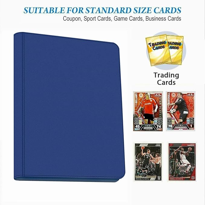 Premium 9-Pocket Zippered Trading Card Binder, 540 Pockets Double-Sided Side-Loading Card Organizer Album, PU Leather Card Holder Protector for MTG, TCG, Sports Cards (Blue)