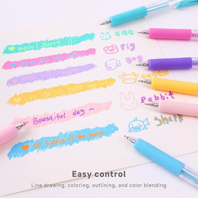 6 Pcs Acrylic Gel Pens 0.7mm Quick Dry Colorful Fine Point Smooth Writing Ballpoint for Adult Coloring, Art Supplier, Drawing, Journaling, Note Taking, Warm Yellow Set