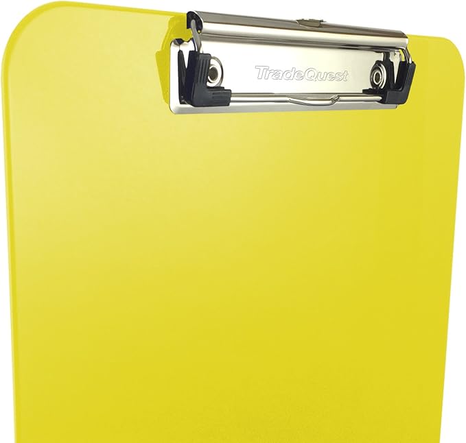 Trade Quest Plastic Clipboard Opaque Color Letter Size Low Profile Clip (Pack of 6) (Yellow)