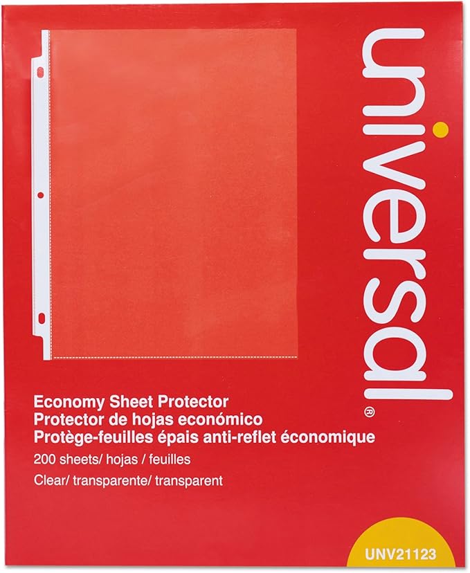 Universal Standard Sheet Protector, Economy, 8.5 x 11, Clear, 200/Box