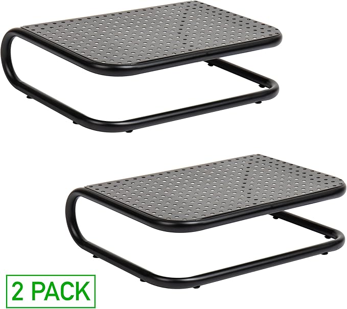 Mind Reader Monitor Stand, Ventilated Laptop Riser, Desktop Organizer, Metal, 14.25" L x 11" W x 4.25" H, Black | (Pack of 8)