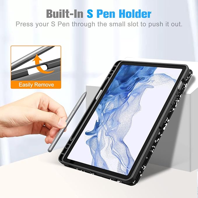 Fintie Slim Case for Samsung Galaxy Tab S8 2022/Tab S7 2020 11 Inch (Model SM-X700/X706/T870/T875/T878) with Built-in S Pen Holder, Soft TPU Smart Stand Back Cover Auto Wake/Sleep Feature, Composition