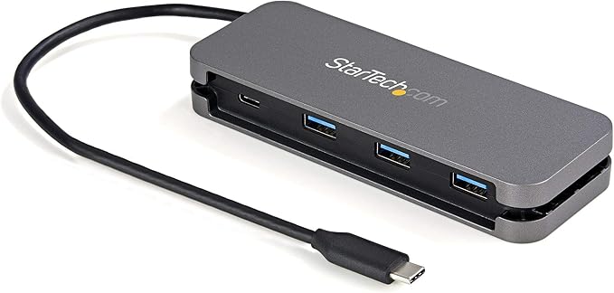 StarTech.com 4 Port USB C Hub - 3X USB-A/1x USB-C - 5Gbps USB 3.0 Type-C Hub (3.2/3.1 Gen 1) - Bus Powered - Portable USB-C to USB-A Adapter Hub - 11.2" (28.5cm) Cable w/Cable Management (HB30CM3A1CB)