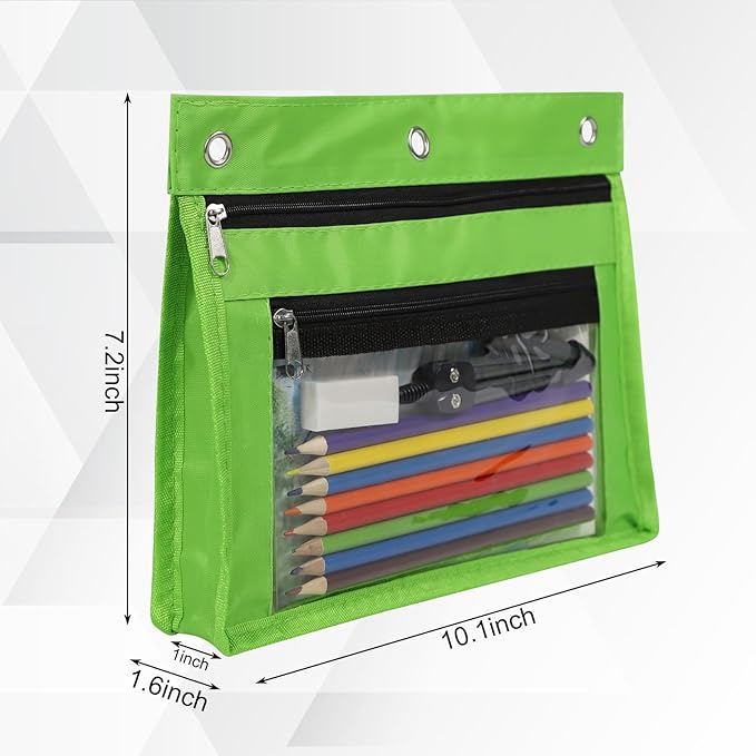 YoeeJob 6 Pack 1 Inch Expandable Zipper Pencil Pouches with Clear Window for 3 Ring Binder, Suitable for School & Office（Colourful）