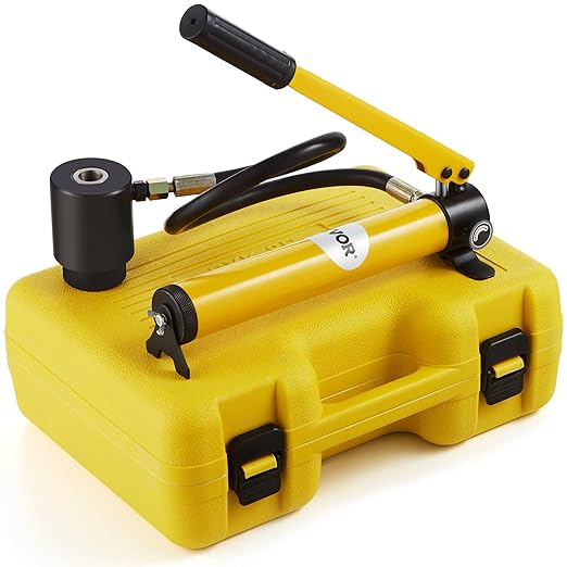 VEVOR 10 Ton Hydraulic Knockout Punch Kit, 1/2" to 2" Conduit Hole Cutter Set, KO Tool Kits W/Puncher 6 Piece, Metal Sheet Driver Tools, for Aluminum, Brass, Stainless Steel, Fiberglass and Plastic