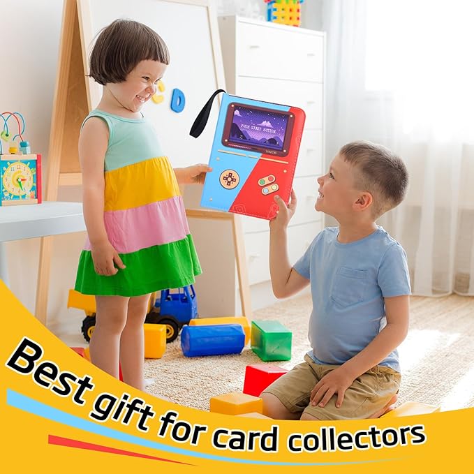 4 Pocket Trading Card Binder, Card Collection Binder with 50 Removable Sheets, Portable Waterproof Card Album Holder Zipper