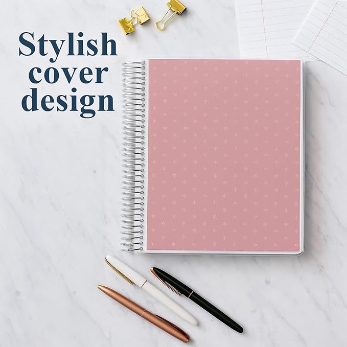 Erin Condren 8.5" x 11” Lined Spiral Notebook, College-Ruled Layout with 80 Lb. Paper, Canvas Asterisk Cover, 160 Lined Notebook Pages, Platinum Coil, Stickers Included