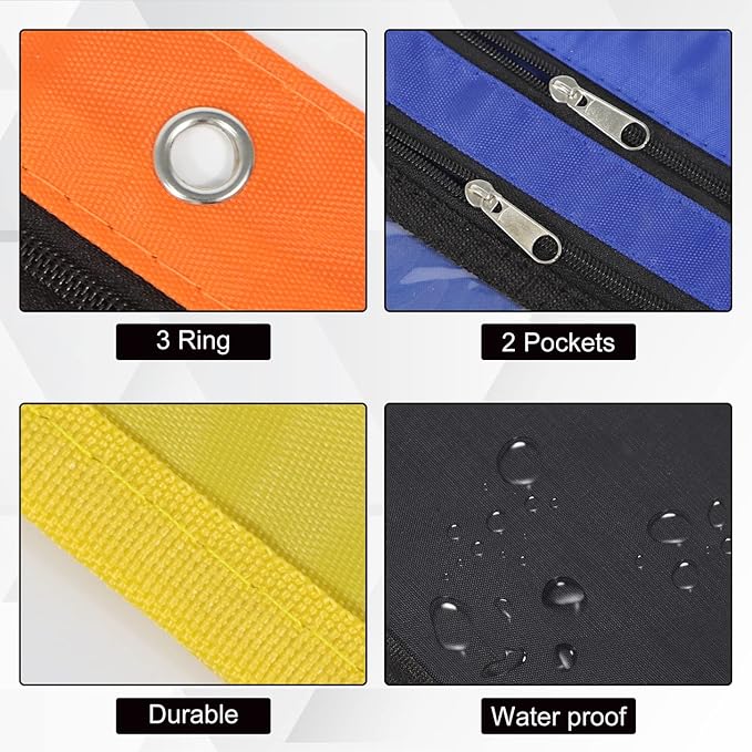 YoeeJob 6 Pack 1 Inch Expandable Zipper Pencil Pouches with Clear Window for 3 Ring Binder, Suitable for School & Office(Multicolor)