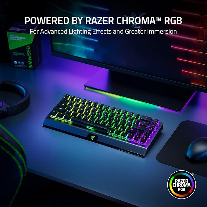 Razer BlackWidow V4 Mini HyperSpeed Wireless Hot Swappable 65% Gaming Keyboard: HyperSpeed Wireless & Bluetooth 5.0 - Orange Switches Tactile & Quiet - Phantom Pudding Keycap - 200 Hr Battery