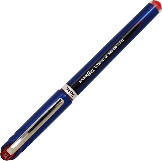 Pentel Energel Euro Ballpoint Pen, 0.35mm Needle Tip, Red Ink (BLN23-B)