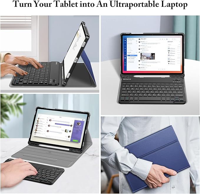 FINTIE Keyboard Case for Samsung Galaxy Tab S10 Lite/ S10 FE/ S9 FE 5G 10.9 Inch/Tab S9 11 Inch with S Pen Holder, Slim Stand Cover Detachable Wireless Bluetooth Keyboard, Navy