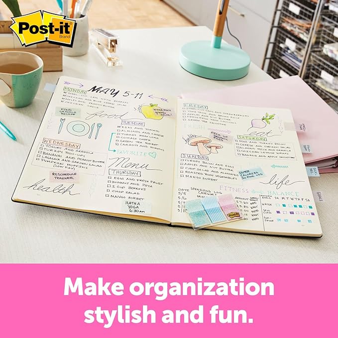 Post-it Pattern Flags, 60/On-The-Go Dispenser, .47 in, Gradient Pattern Collection (682-GRDNT)