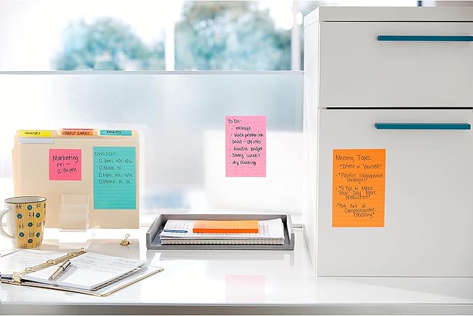 Post-it Super Sticky Notes, 15 Sticky Note Pads, Multi-Size., Ideal for Organization in Your Dorm, Home or Office, 2X The Sticking Power, Supernova Neons Collection