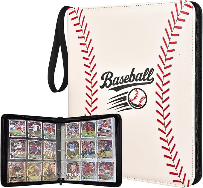 Baseball Card Binder 9 Pocket, 1080 Pockets Trading Card Binder with Zipper, Portable Collector Card Album Storage Organizer for Sports Cards, Game Cards, Gifts for Kids
