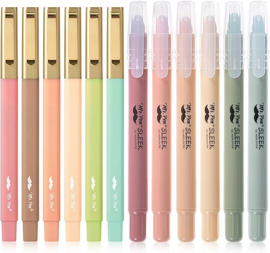 Mr. Pen- Aesthetic Gel Highlighters and Pens No Bleed, 12 Pack, Pastel Colors Bible Highlighters and Pens No Bleed