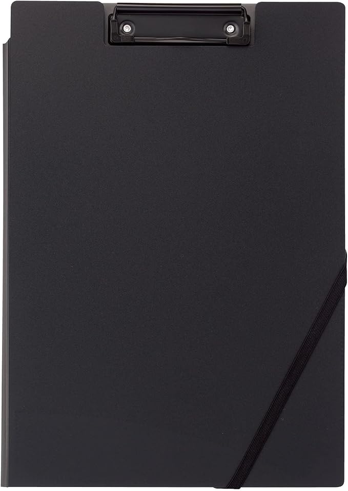 Kokuyo Clipboard with Storage, Black A4 Clipboard Folder with Versatile Storage Cover. Organizing Documents with Elastic Band, Nursing Profile Holder for Dual Storage with Pen Slot. (Joha-MC50D)