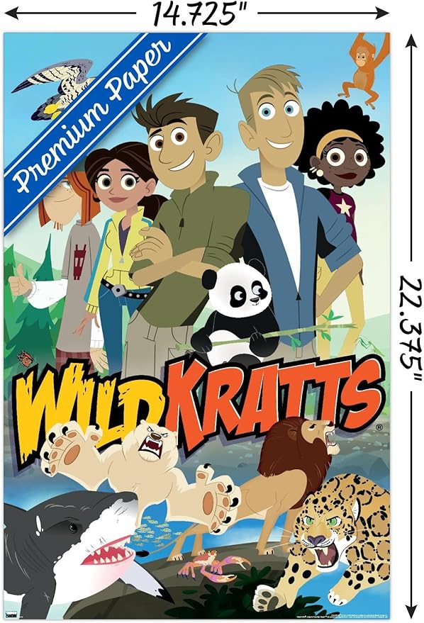 Wild Kratts - Group Wall Poster, 22.4L" x 14.7W", Premium Poster & Mount Bundle