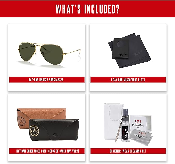 Ray-Ban RB3025 Metal POLARIZED Aviator Sunglasses For Men For Women +BUNDLE with ACCESSORY EYEWEAR KIT