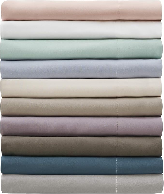 Madison Park 3M Microcell Bed Sheet Set Color Fast, Wrinkle and Stain Resistant, Soft Sheets with 16" Deep Pocket All Season, Cozy Bedding-Set, Matching Pillow Case, Queen, Seafoam, 4 Piece
