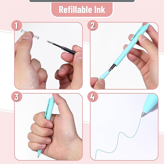 Mr. Pen- Retractable Gel Pens for Journaling, 12 Pack, Assorted Color Ink(Marshmallow Twist), Fast Dry, Colorful & Soft grip Barrels, 0.5mm Fine Point Aesthetic Pens