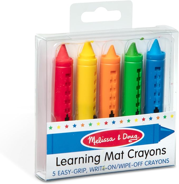 Melissa & Doug Learning Mat Crayons - 5 Colors (Pack of 2)