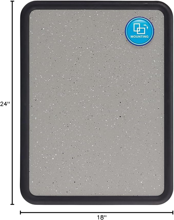Quartet Contour Bulletin Board, 2 Feet x 1.5 Feet, Granite-Colored Surface with Black Plastic Frame (699365)
