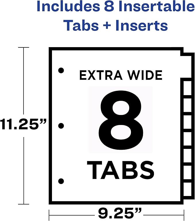 Avery Dividers for 3 Ring Binders, 8-Tab Two-Pocket Plastic Binder Dividers, Multicolor (24 Sets of 11907)