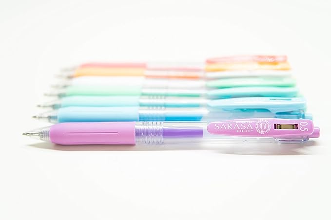 Zebra Pen Sarasa Clip Retractable Gel Pen, 0.5mm Fine Point, Assorted Milk Colors, Ideal for Office and School, Journal, Note Taking and Planner Use, 8-Pack (48908)