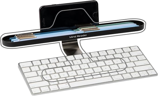 Mind Reader Over Keyboard Shelf, Desktop Organizer, Phone Holder, Storage, Phone Holder, Office, 13"L x 2"W x 3.5"H, Black