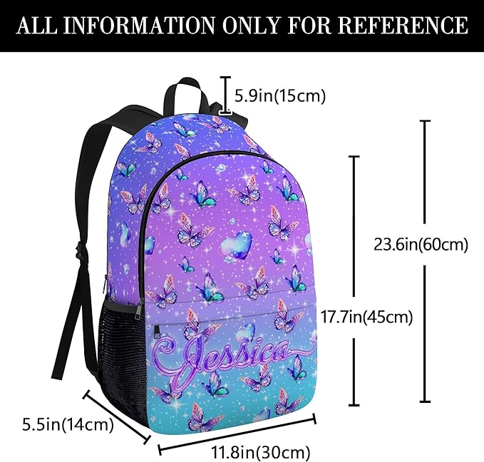Custom Kids Backpack with Lunch Box Personalized Name Bookbag for Girls Back to School Purple Backpacks for Elementary Middle School Boys