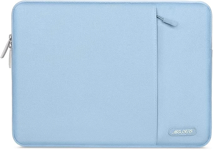 MOSISO Laptop Case 16 inch, 15-15.6 inch Laptop Sleeve Compatible with MacBook Pro 16 M4 M3 M2 M1, HP Acer Dell Lenovo ASUS Notebook, Polyester Vertical Computer Sleeve Bag with Pocket, Air Blue