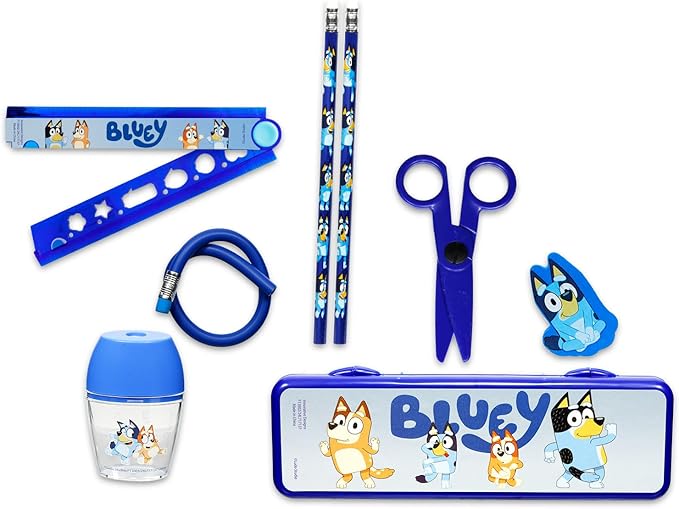 Bluey School Supplies Set - Bundle with Folder, Notebook, Memo Pad, Pencils, Ruler, Stickers, More | Bluey and Bingo Back to School Classroom Set