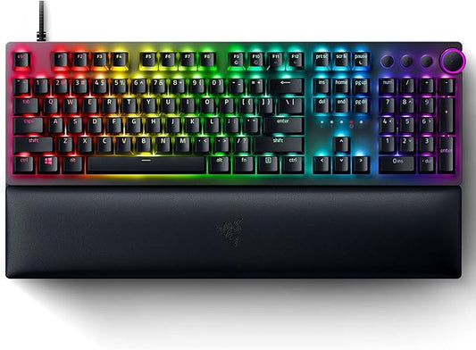 Razer Huntsman V2 Optical Gaming Keyboard: Fast Clicky Optical Switches w/Quick Keystrokes & 8000Hz Polling Rate - Doubleshot PBT Keycaps - Dedicated Media Keys & Dial - Ergonomic Wrist Rest