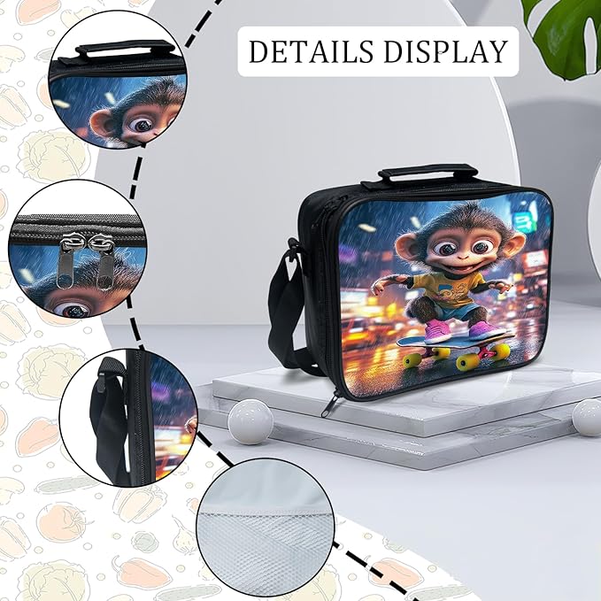 Monkey Backpack Set 3 Piece School Bags and Lunch Box with Pencil Case Funny Monkey Bookbag Set for Toddler Kids Girls Boys Teens Kindergarten Elementary Middle