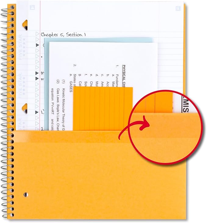 Five Star Spiral Notebook + Study App, 3 Subject, College Ruled Paper, Fights Ink Bleed, Water Resistant Cover, 8-1/2" x 11", Green (72067), 150 Sheets (Pack of 2)