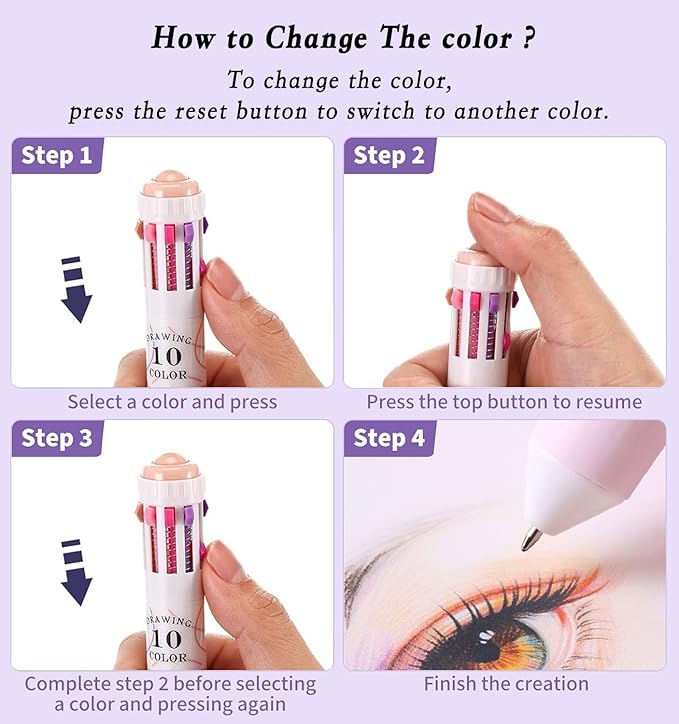 3 PCS Multicolor Pen in one, 10-in-1 Retractable Colored Ballpoint Pens for Office, Back to School Supplies, 28 Colors