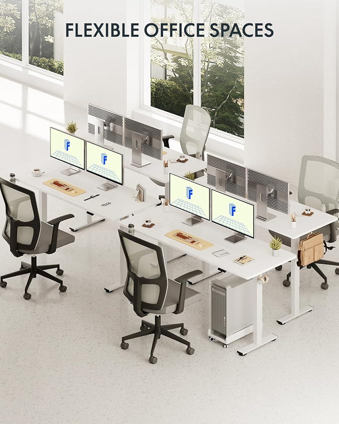 FLEXISPOT 79x32 Inch Electric Large Standing Desk for Home & Office, Spacious Splice Board Desk with Cable Management & Organizer, Cup Holder & Hook, White