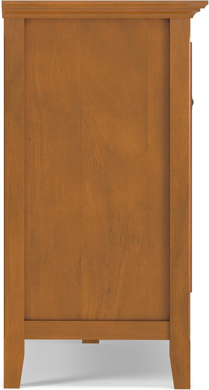 SIMPLIHOME Amherst Storage Cabinet - 66 inch Wide Solid Wood 4-Shelf Sideboard Cabinet in Light Golden Brown, Transitional Buffet for Living Room or Dining Room with 4 Doors and Adjustable Shelves