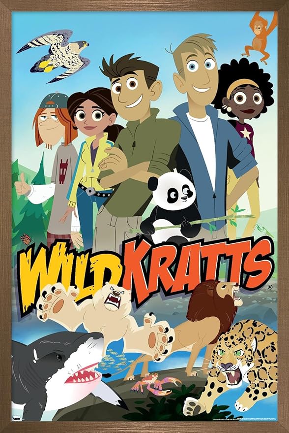 Wild Kratts - Group Wall Poster, 22.4L" x 14.7W", Bronze Framed Version