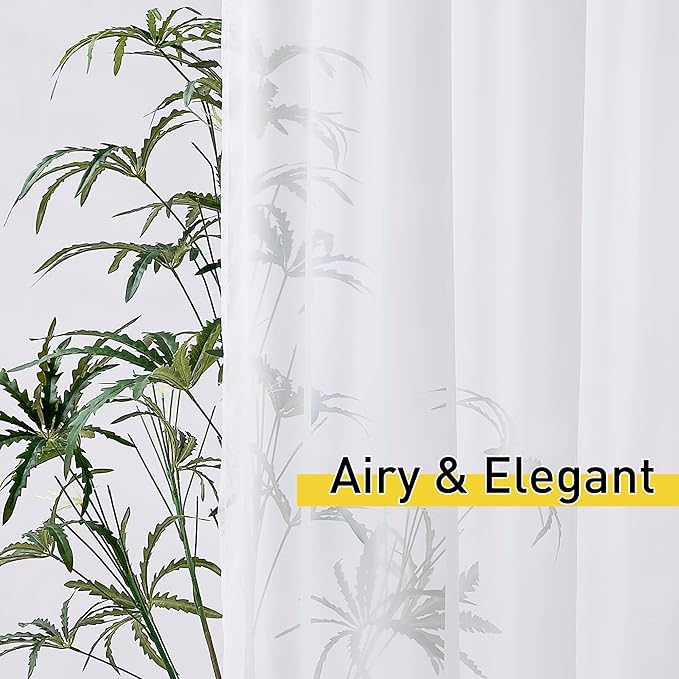 NICETOWN 2 Panels Outdoor Curtains for Patio, 100 inch Wide Lightweight Tab Top Waterproof Soft Voile Sheer Drapes Airy with Light Filtering Quick Dry for Pergola, Sliding Door, W100 x L108, White