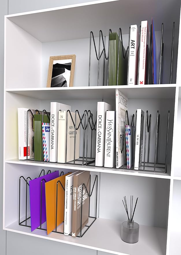 4 Sets Wire File Organizer for Desk,File Folder Holder/Rack/Stand,File Sorter Organizer,Desktop Record/Clipboard Holder,8 Sections Storage,Anti-Scratch/Rusty,Steel Stable Holder,Black
