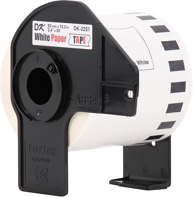 Brother Genuine DK-225124PK Continuous Length Replacement Labels, Black/Red Label on White Paper Tape, Engineered with Excellence, 2.4” x 50 feet, (24) Rolls per Box (DK225124PK)