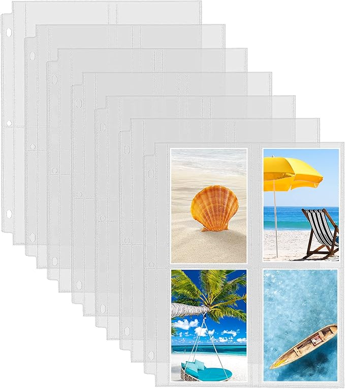 30 Pack Photo Sleeves for 3 Ring Binder - (3.5x5, for 240 Photos), Archival Photo Page Protectors 3.5x5, Clear Plastic Photo Album Refill Pages Photo Pockets, Postcard Sleeves, Seed Binders