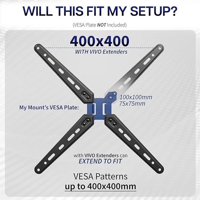 VIVO Steel TV Mount Adapter Brackets for Screens 32 to 55 inch LCD LED, Conversion Plate Kit, Adds 300mm of VESA Extension, MOUNT-AD600B