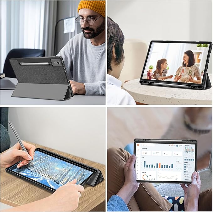 Fintie Case for Lenovo Idea Tab Pro 12.7 inch 2025 (TB-373FU/ TB-375FC) - Ultra-Thin Soft TPU Back Cover Protective Case with Pen Holder and Auto Sleep/Wake (Grey)