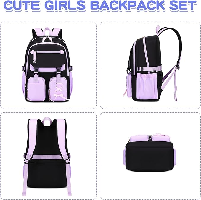 Kids Backpacks for Girls Teens Kawaii Bookbag for Elementary Primary Middle High School Daypack